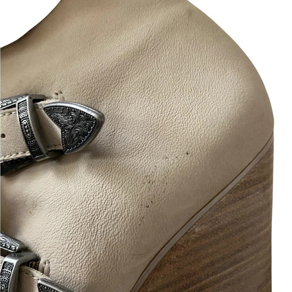 Franco Sarto Tan Granton Ankle Boots with Buckle Detail Suede Leather Block Heel